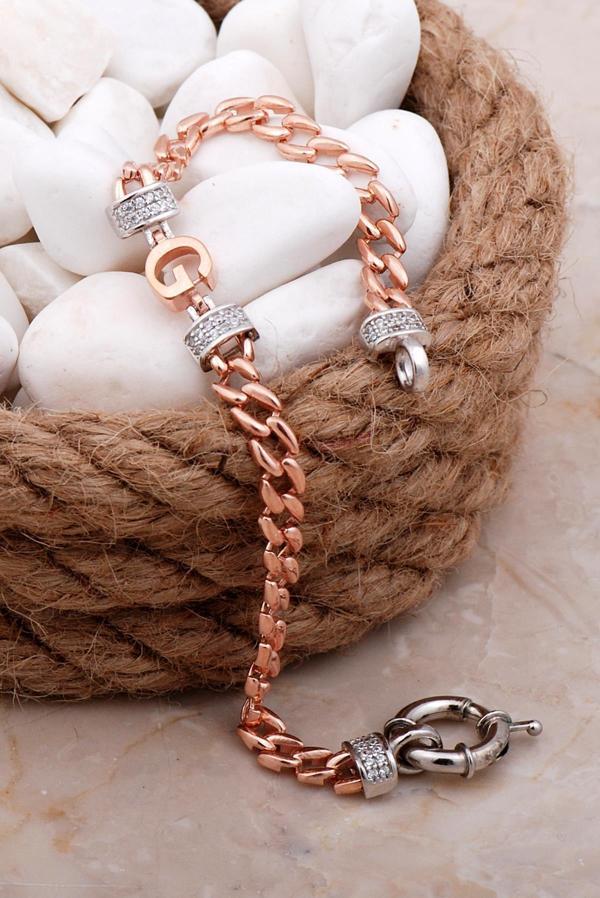 G Harfli Gurmet Rose Gümüş Bileklik 4059 - Image 1