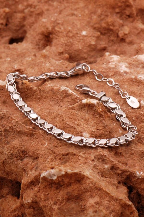 Gümüş Rodyumlu Pullu Arpa Zincir Bileklik 4614 - Image 1