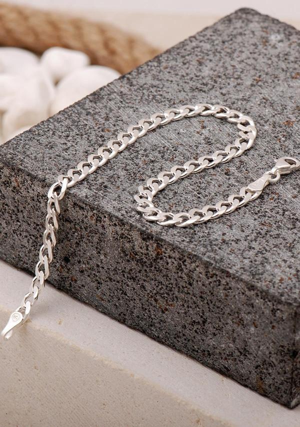 Gurmet 4 mm 20 cm Gümüş Erkek Zincir Bileklik 3986 - Image 1
