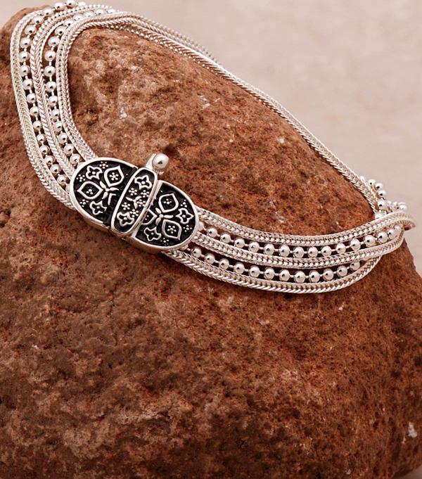 Anadolu Motifli Hasır Elişi Tasarım Gümüş Bileklik 4309 - Image 1
