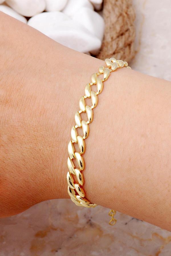 Gurmet Model Altın Yaldızlı Gümüş Bileklik 4015 - Image 1