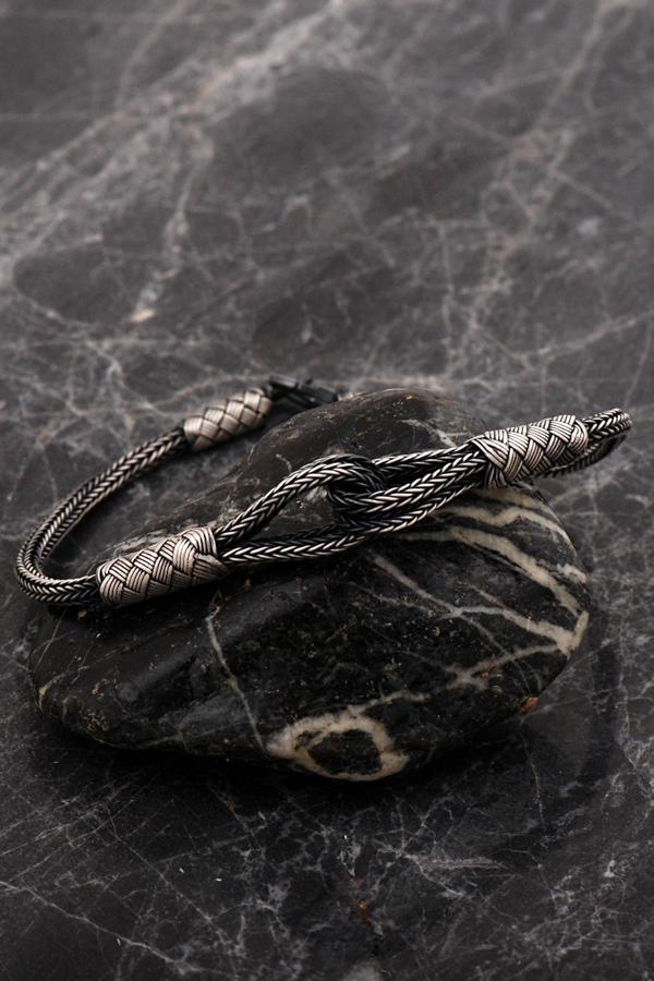 Kazaziye Bağlılık Sembolü Tasarım 20 Cm Eskitme Gümüş Erkek Bileklik 4757 - Image 1