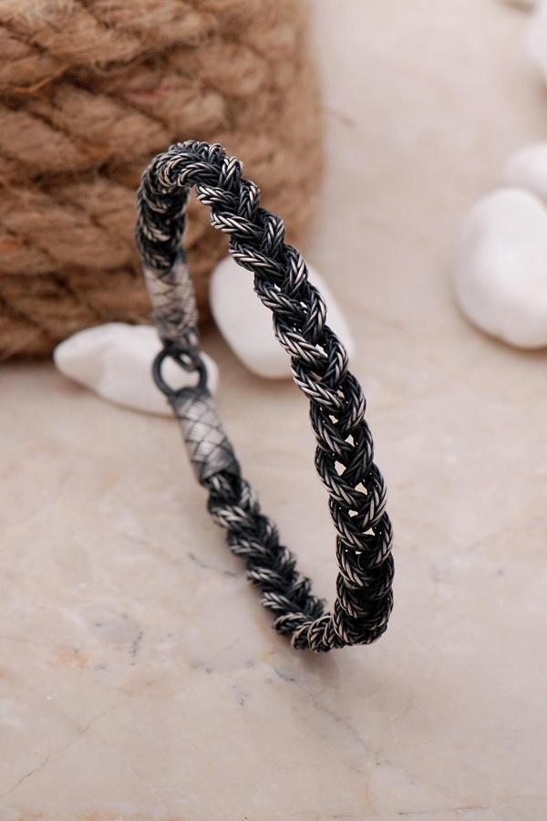 Kazaziye El Sarması Oksitli Gümüş Bileklik 2068 - Image 1