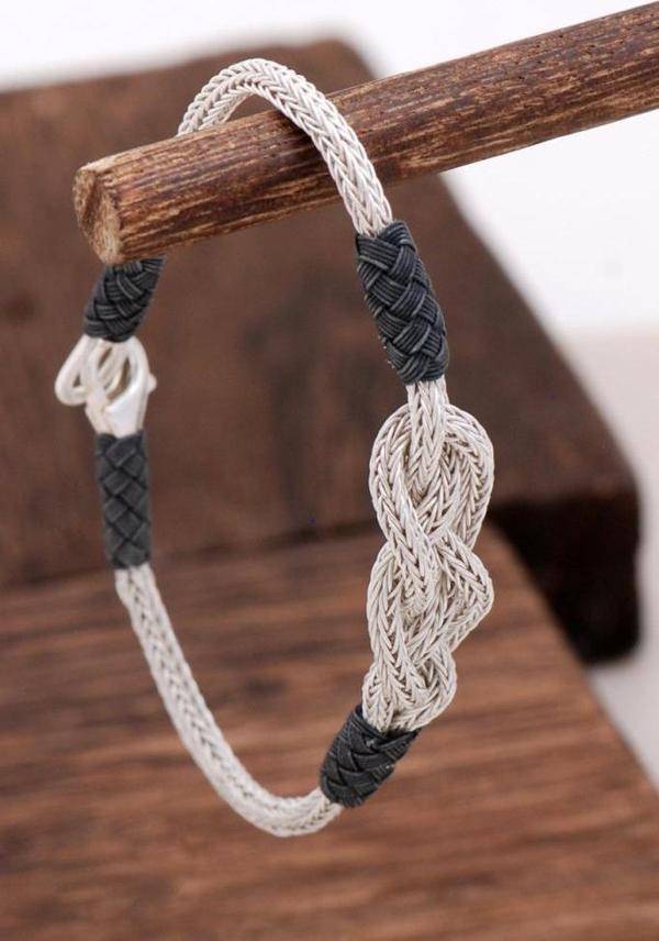 Kazaziye El Sarması Oksitli Gümüş Bileklik 3144 - Image 1