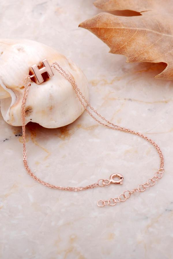 H Harfi Rose Gümüş Bileklik 4210 - Image 1