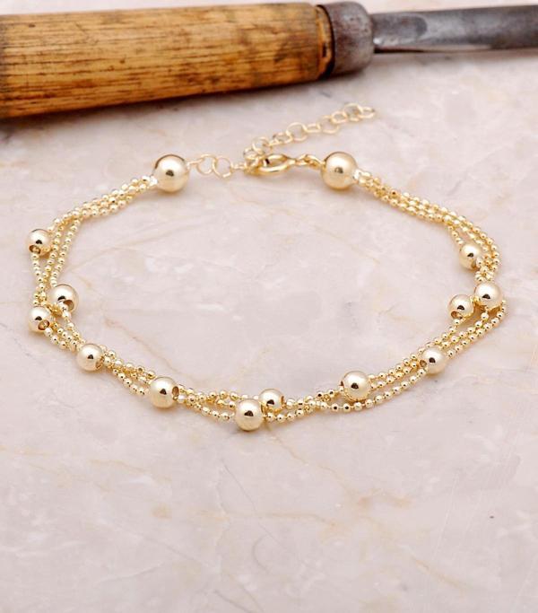 Dorissa Altın Yaldızlı Üç Sıra Gümüş Bileklik 3382 - Image 1