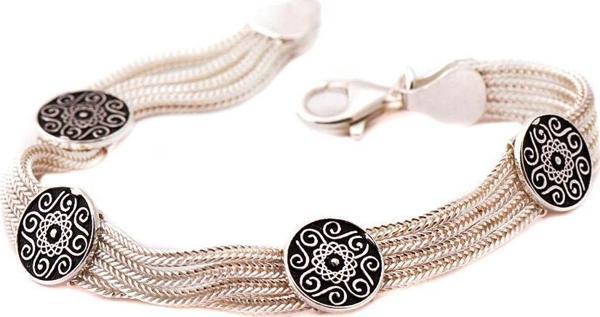 BABİL MOTİFLİ HASIR GÜMÜŞ BİLEKLİK 1151 - Image 1