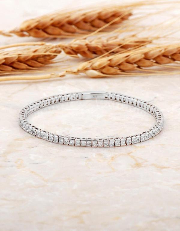 Baget Su Yolu 3 Mm Rodyumlu Gümüş Bileklik 4747 - Image 1
