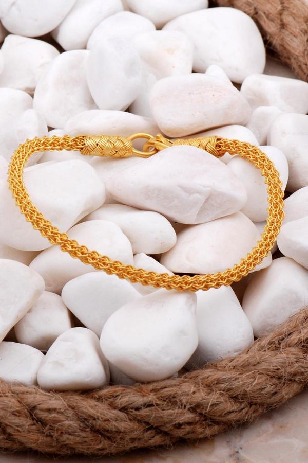 Kazaziye Tığ Örgü Altın Kaplama Gümüş Bileklik 4188 - Image 1