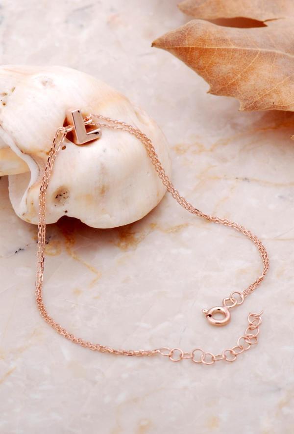 L Harfi Rose Gümüş Bileklik 4222 - Image 1