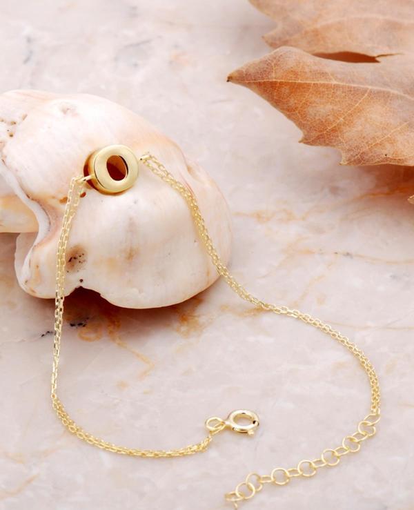 O Harfi Altın Kaplama Gümüş Bileklik 4232 - Image 1