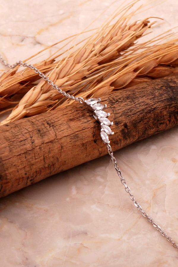 Markiz Taşlı Rodyumlu Gümüş Bileklik 4574 - Image 1