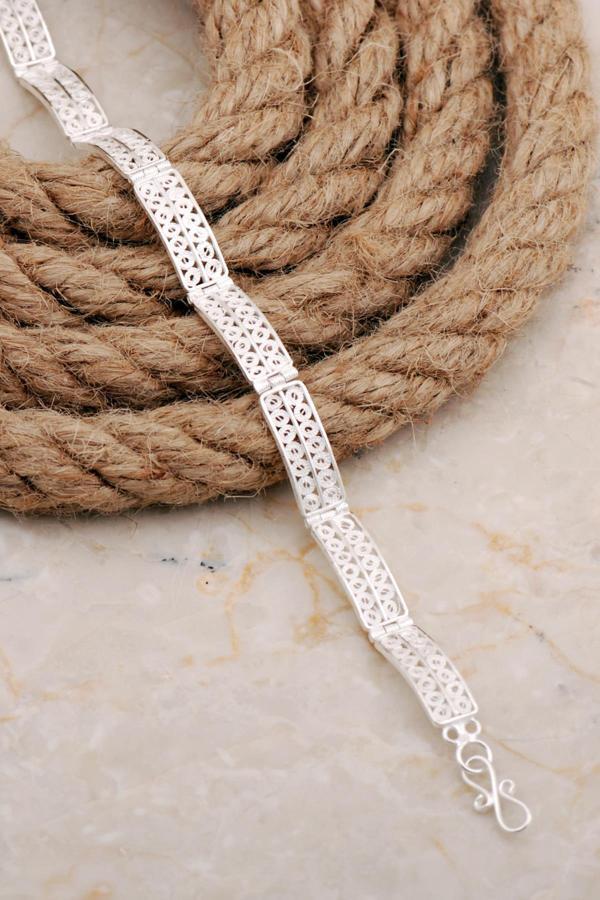 Midyat Telkari Sanatı İşlemeli Elişi Gümüş Bileklik 4681 - Image 1