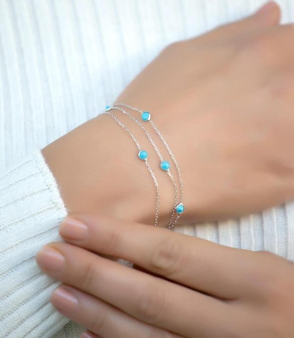 Sıra Taşlı Tasarım Gümüş Bileklik 3200 - Image 1