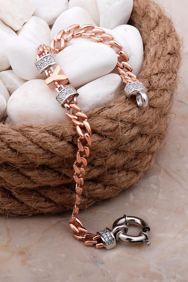 Y Harfli Gurmet Rose Gümüş Bileklik 4104 - Image 1