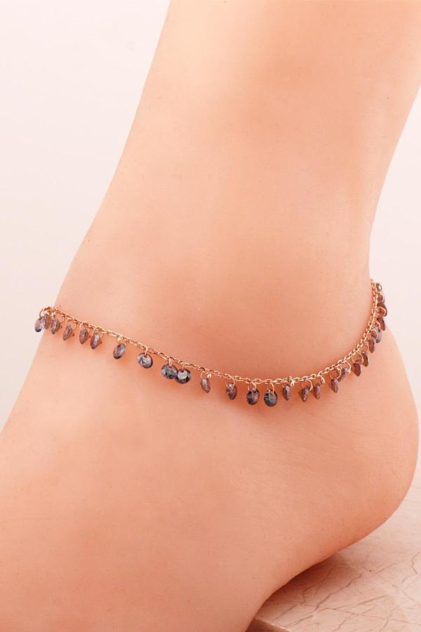 Mistik Topaz Taşlı Rose  Gümüş Halhal 201 - Image 1