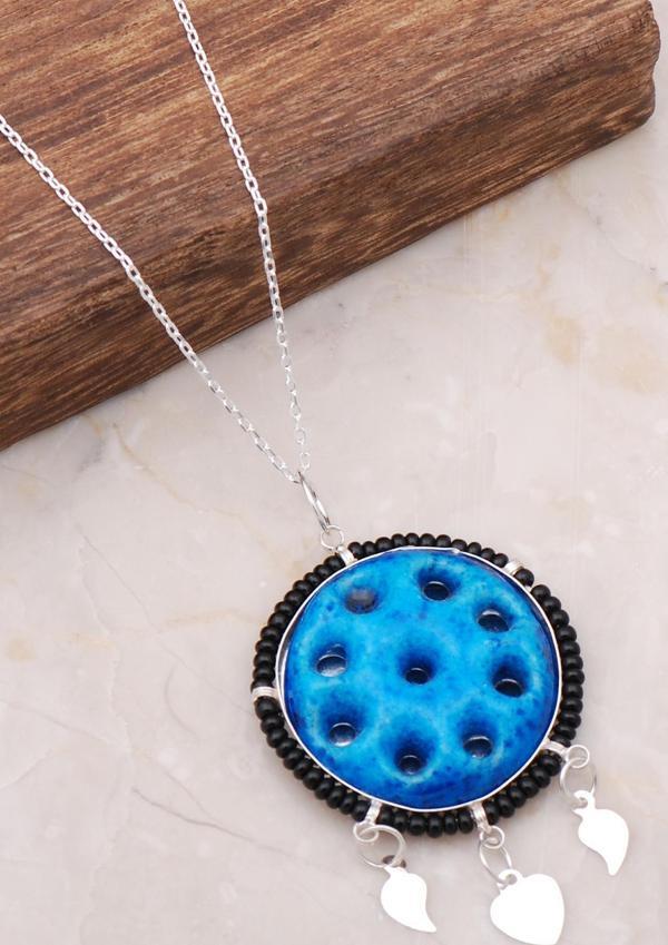 Süryani Nazar Boncuğu Dokuz Gözlü Gümüş Kolye 3677 - Image 1