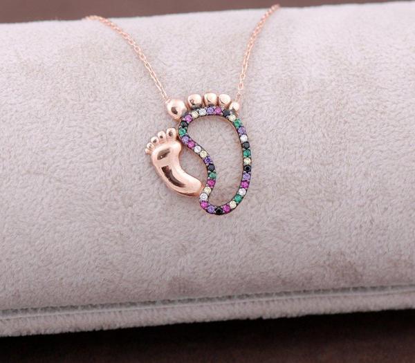 Rose Gümüş İlk Adım Tasarımlı Kolye 3761 - Image 1