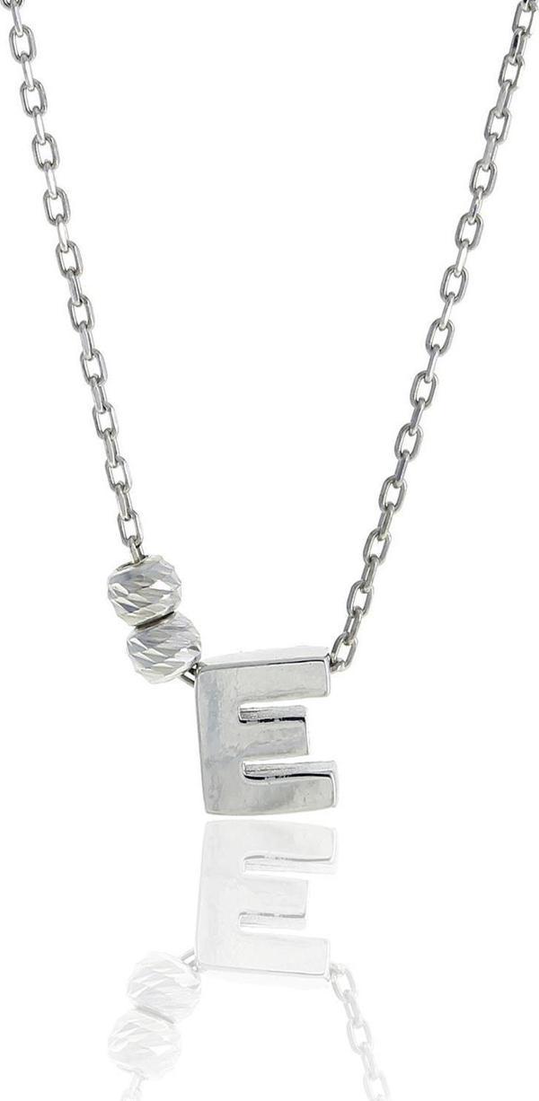 E Harfli Tasarım Gümüş Kolye 3803 - Image 1