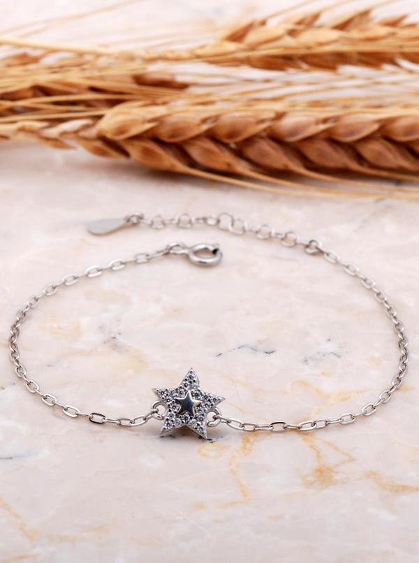 Yıldız Rodyumlu Gümüş Bileklik 4151 - Image 1