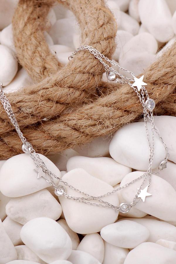 Yıldız Rodyumlu Taşlı Gümüş Bileklik 3919 - Image 1