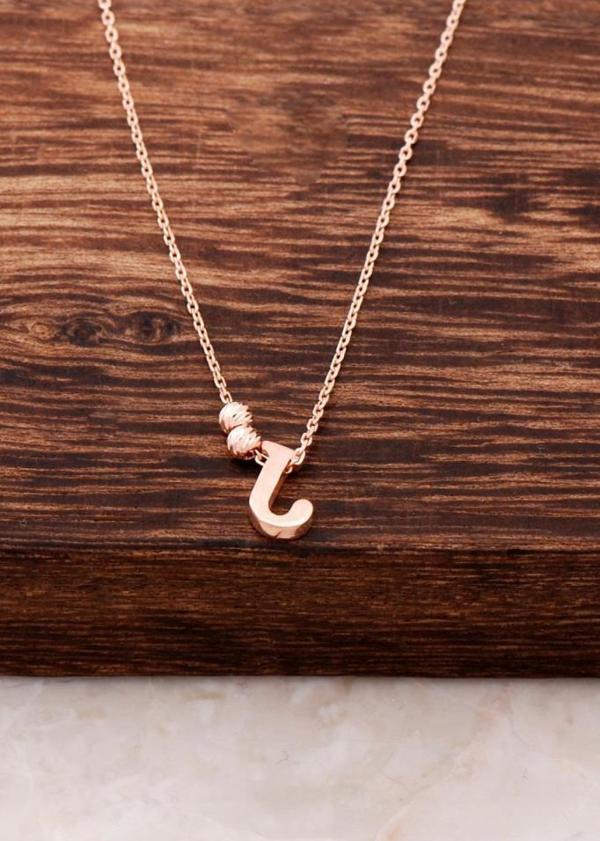 J Harfli Tasarım Rose  Gümüş Kolye 3816 - Image 1