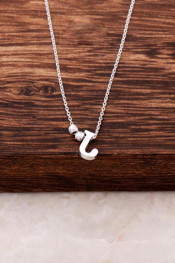 J Harfli Tasarım Gümüş Kolye 3817 - Image 1