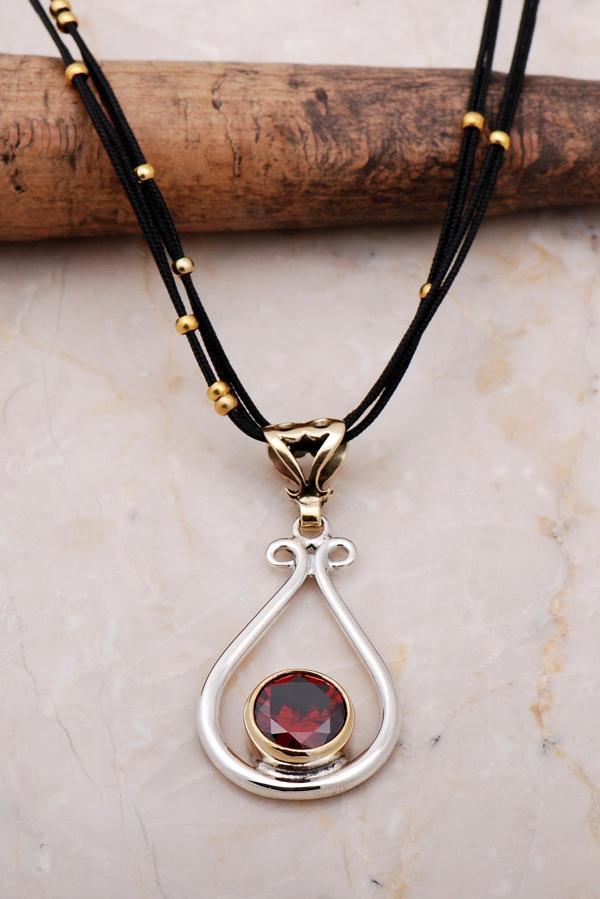 Lal Elişi Damla Gümüş Kolye 6908 - Image 1