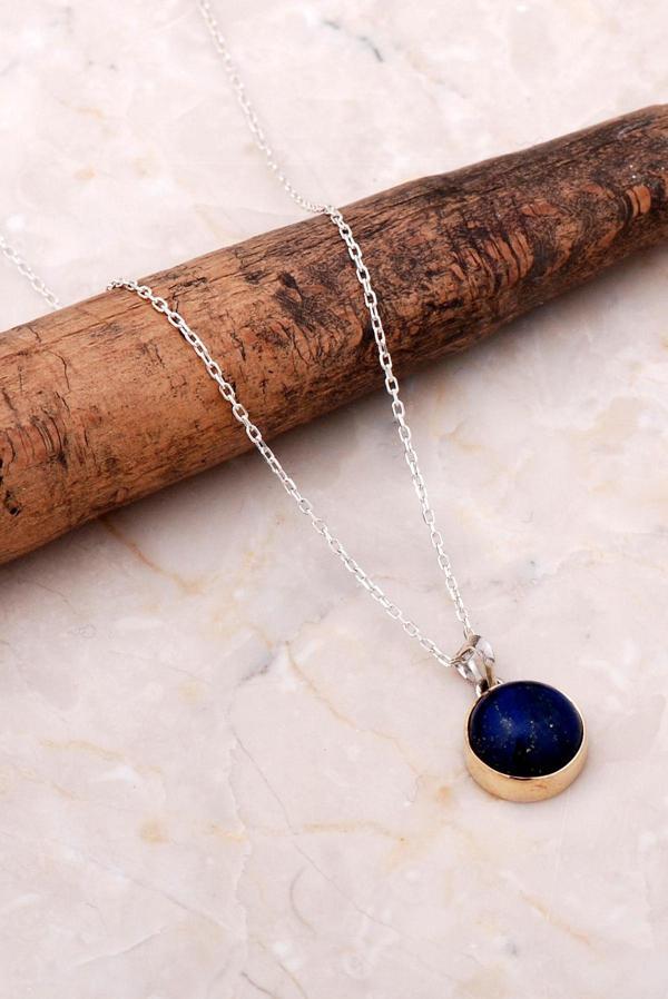 Lapis Lazuli Elişi Trend Gümüş Kolye 6937 - Image 1