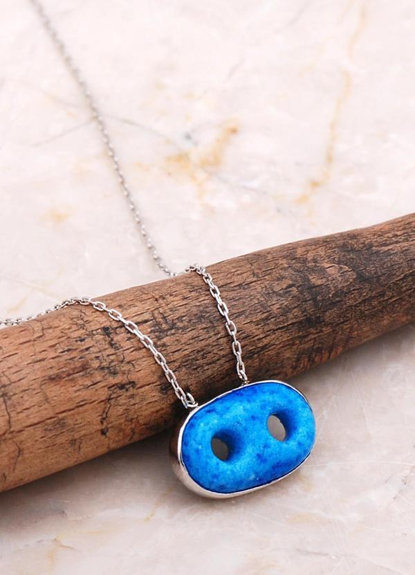 Süryani Nazar Boncuğu Gümüş Kolye 6651 - Image 1