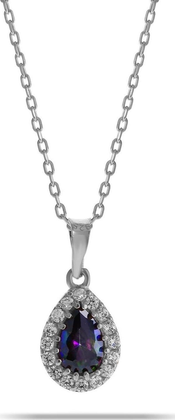 Mistik Topaz Mini Damla Gümüş Kolye 7035 - Image 1