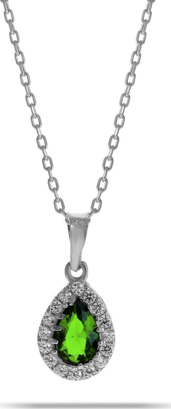 Yeşim Mini Damla Gümüş Kolye 7036 - Image 1
