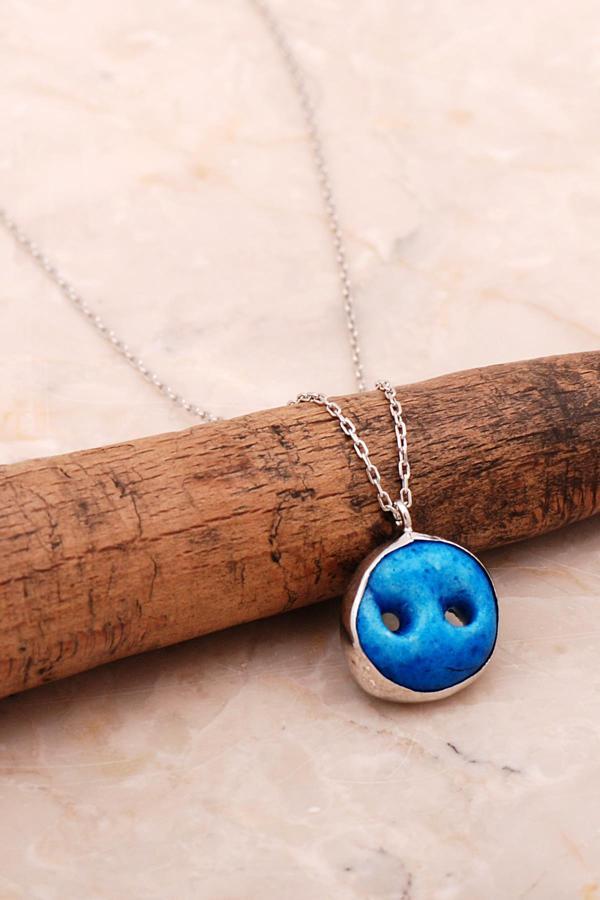 Süryani Nazar Boncuğu Gümüş Kolye 6654 - Image 1