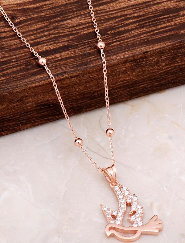 Rose Gümüş Güvercin Tasarım Kolye 6675 - Image 1