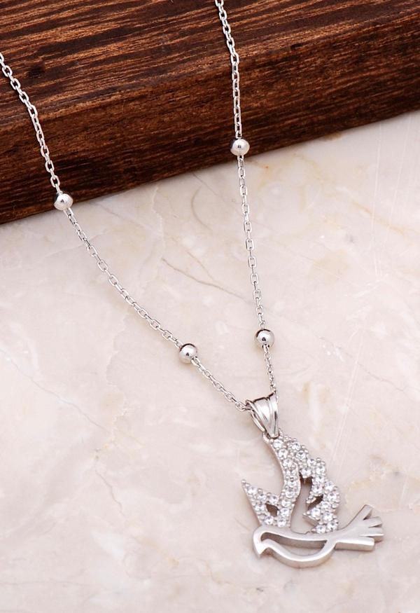 Gümüş Güvercin Tasarımlı Kolye 6676 - Image 1