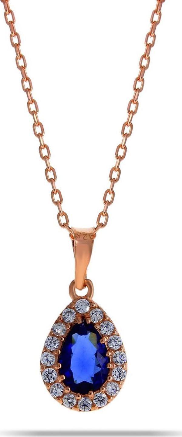 Safir Rose Gümüş Mini Damla Kolye 7044 - Image 1