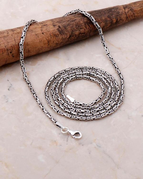 Kral Zincir 2 Mm 65 Cm Elişi Gümüş Erkek Kolye 7163 - Image 1