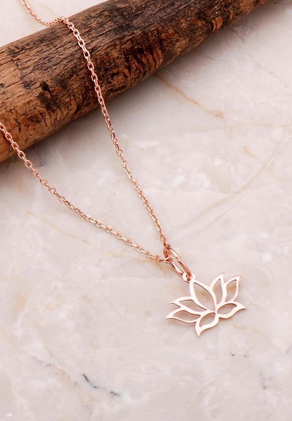 Lotus Çiçeği Rose Gümüş Kolye 7192 - Image 1
