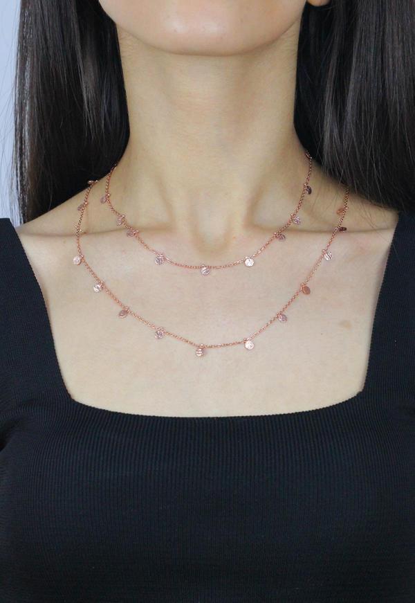 Pullu 90 cm Rose Gümüş Kolye 7262 - Image 1