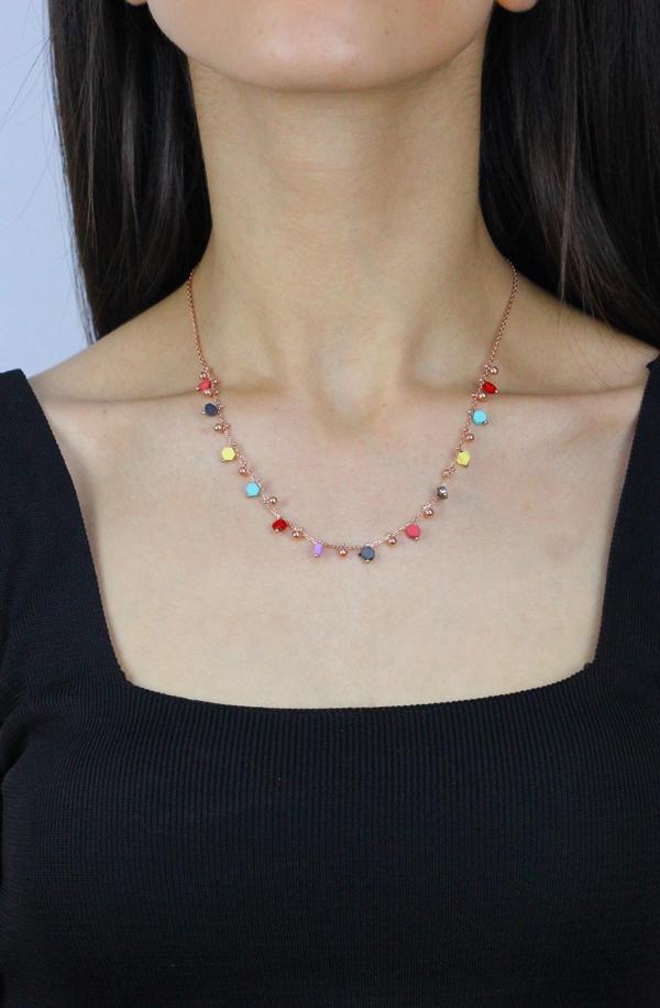 Hematit Taşlı Rose Gümüş Kolye 7280 - Image 1