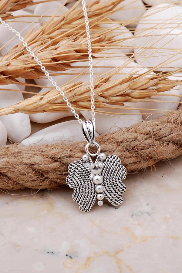 Kelebek Telkari Elişi Gümüş Kolye 7697 - Image 1