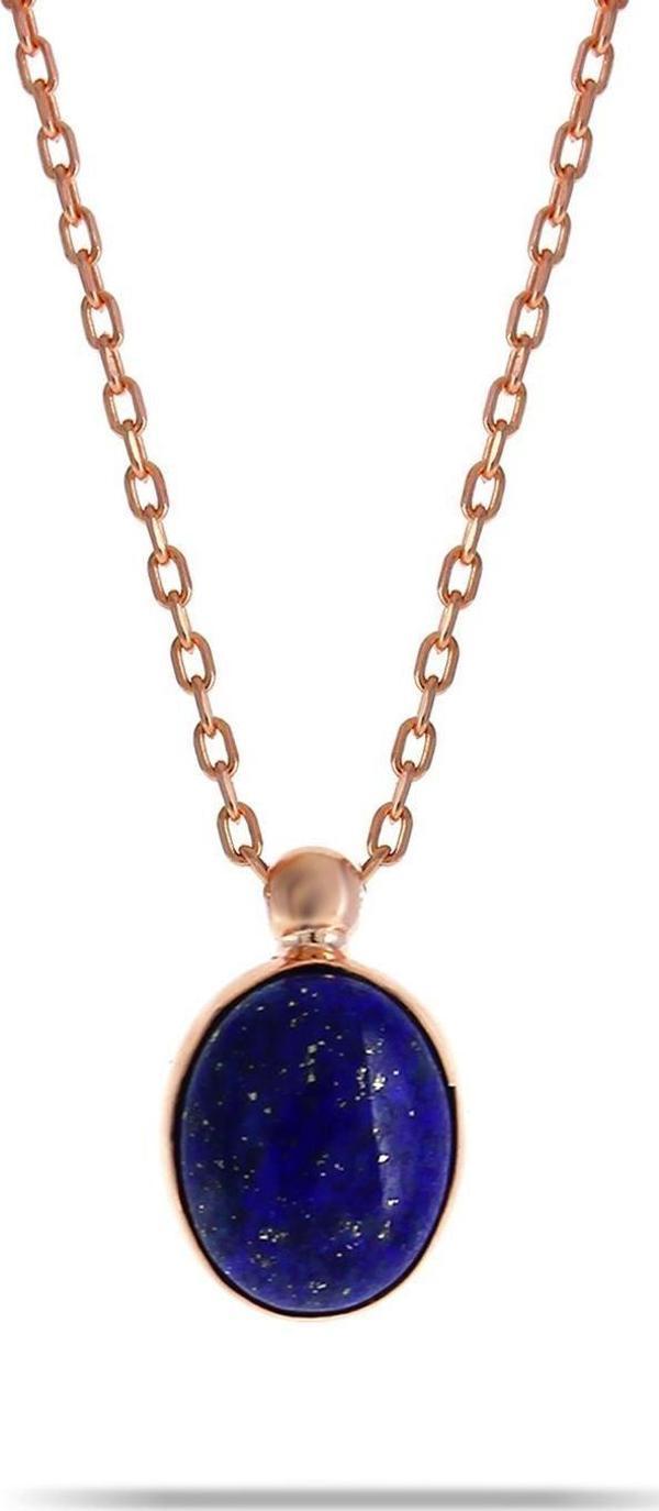Lapis Lazuli Taşlı Rose Gümüş Kolye 7309 - Image 1