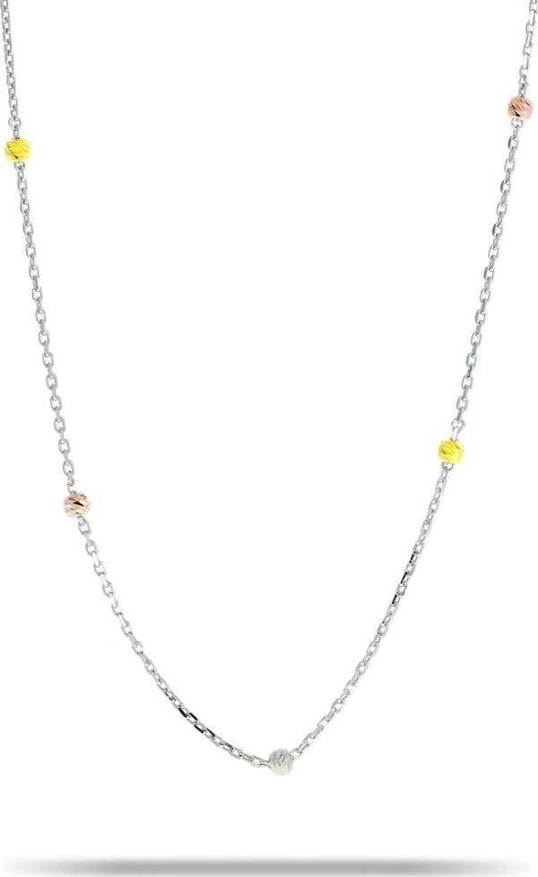 Dorissa Rodyumlu Renkli 75 cm Gümüş Zincir Kolye 7319 - Image 1