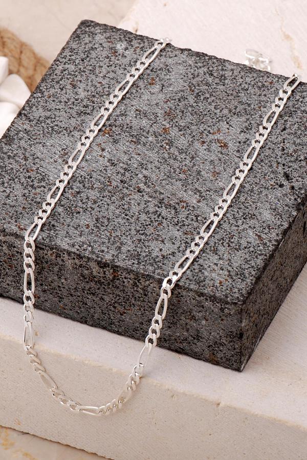 Figaro 4 mm 50 cm Gümüş Erkek Zincir Kolye 7716 - Image 1