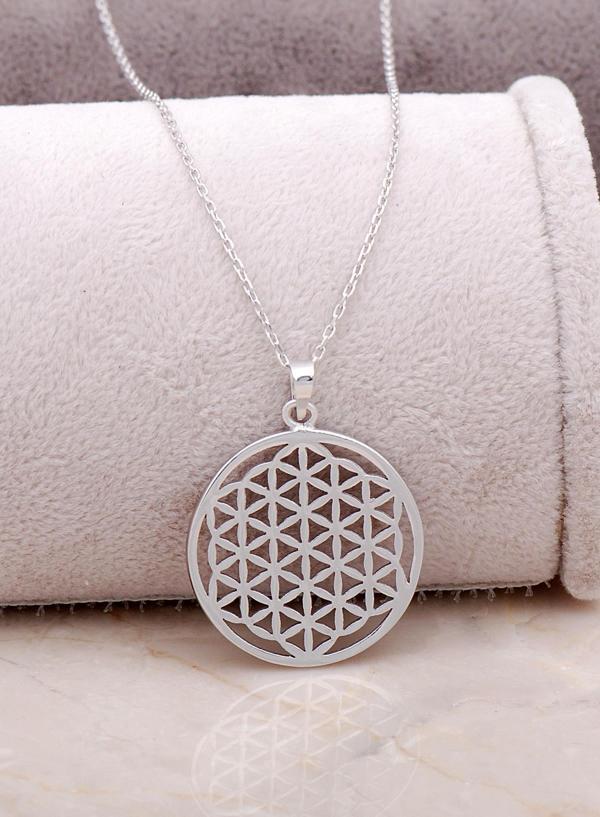 Yaşam Çiçeği Gümüş Tasarım Kolye 6847 - Image 1