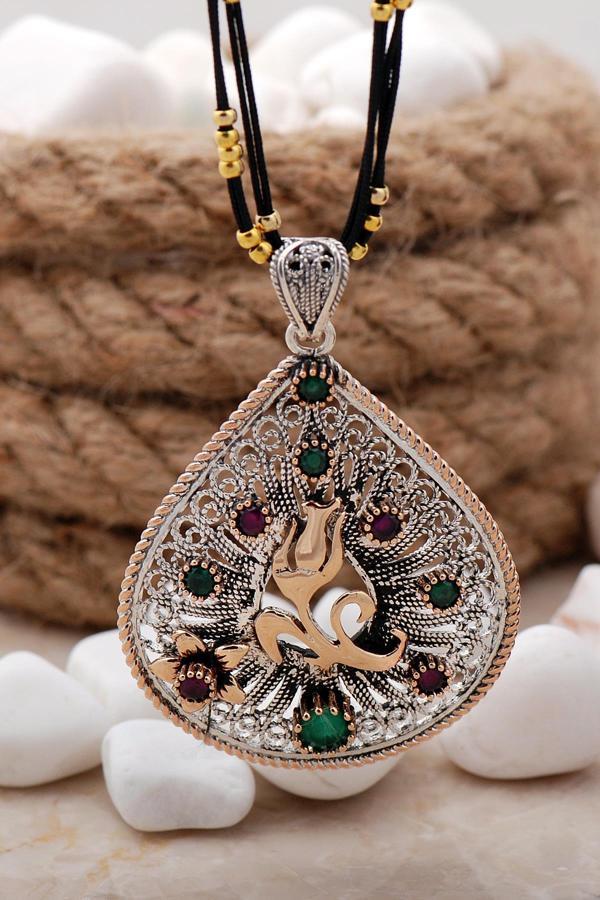 Laleli Damla Telkari Elişi Gümüş Kolye 7402 - Image 1