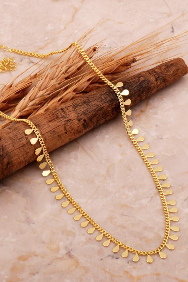 Damla Pullu Altın Kaplama Choker Gümüş Kolye 7976 - Image 1