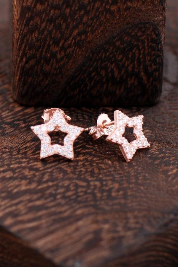 Yıldızlı Rose Gümüş Küpe 2351 - Image 1