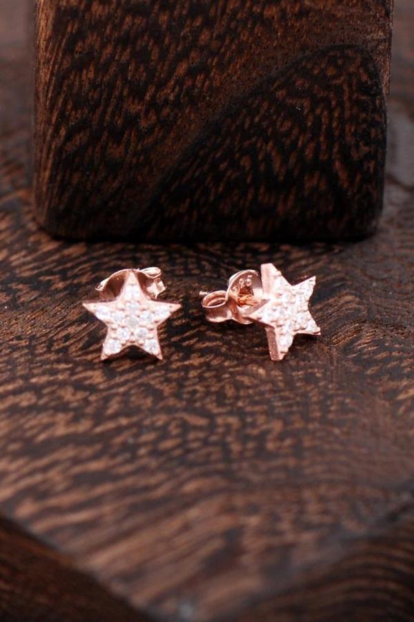 Yıldızlı Rose Gümüş Küpe 2352 - Image 1