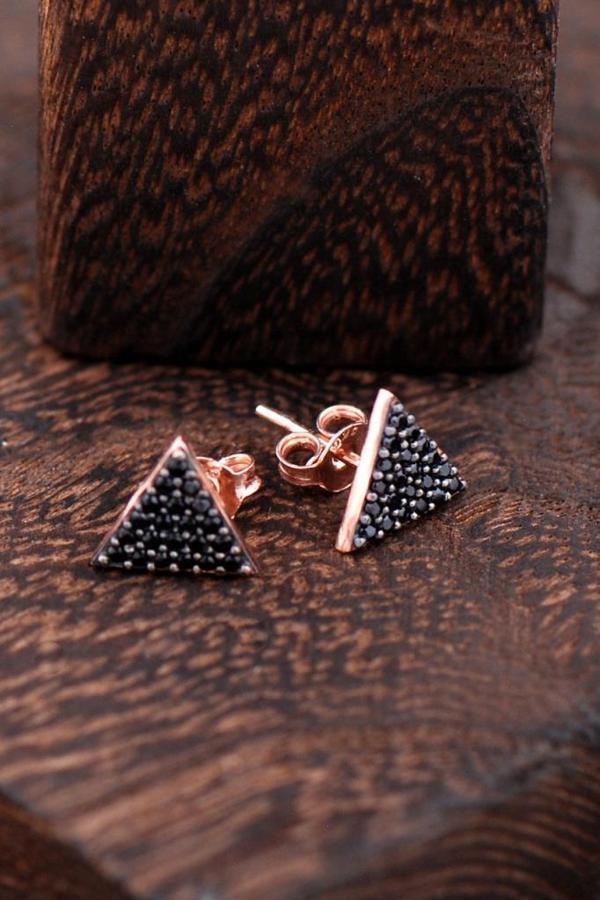 Üçgen Rose Gümüş Küpe 2425 - Image 1